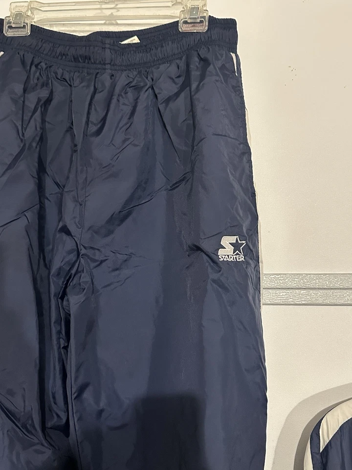 Conjunto cortavientos vintage STARTER con pantalones azul marino/blanco rayas talla XL Foto 4 de 4