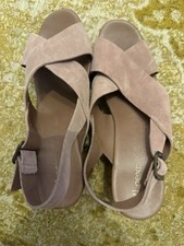 Next Women’s Blush Pink Leather Platform Block Heel Sandals - UK Size 8