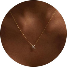 Initial Necklaces for Women,Dainty Gold Letter Necklace 14K Gold Plated Initial