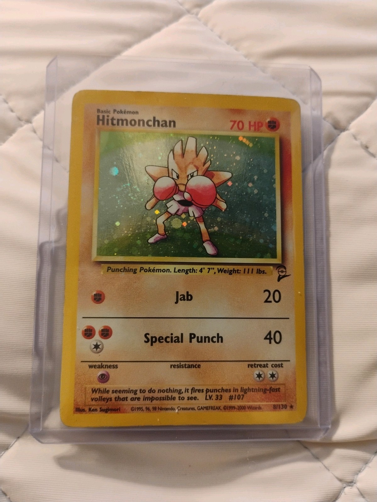 Pokemon TCG Hitmonchan Base Set 2 Holo Rare Card 008/130