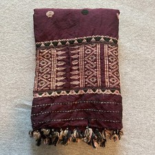 Womens Handwoven Turkish Style Scarf Maroon, Tan  Black w/ Tassel