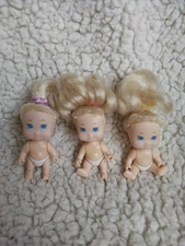 Tyco Quints Little Mini Baby Dolls 1990 Set Of 3 Blue Eyes Blonde Hair