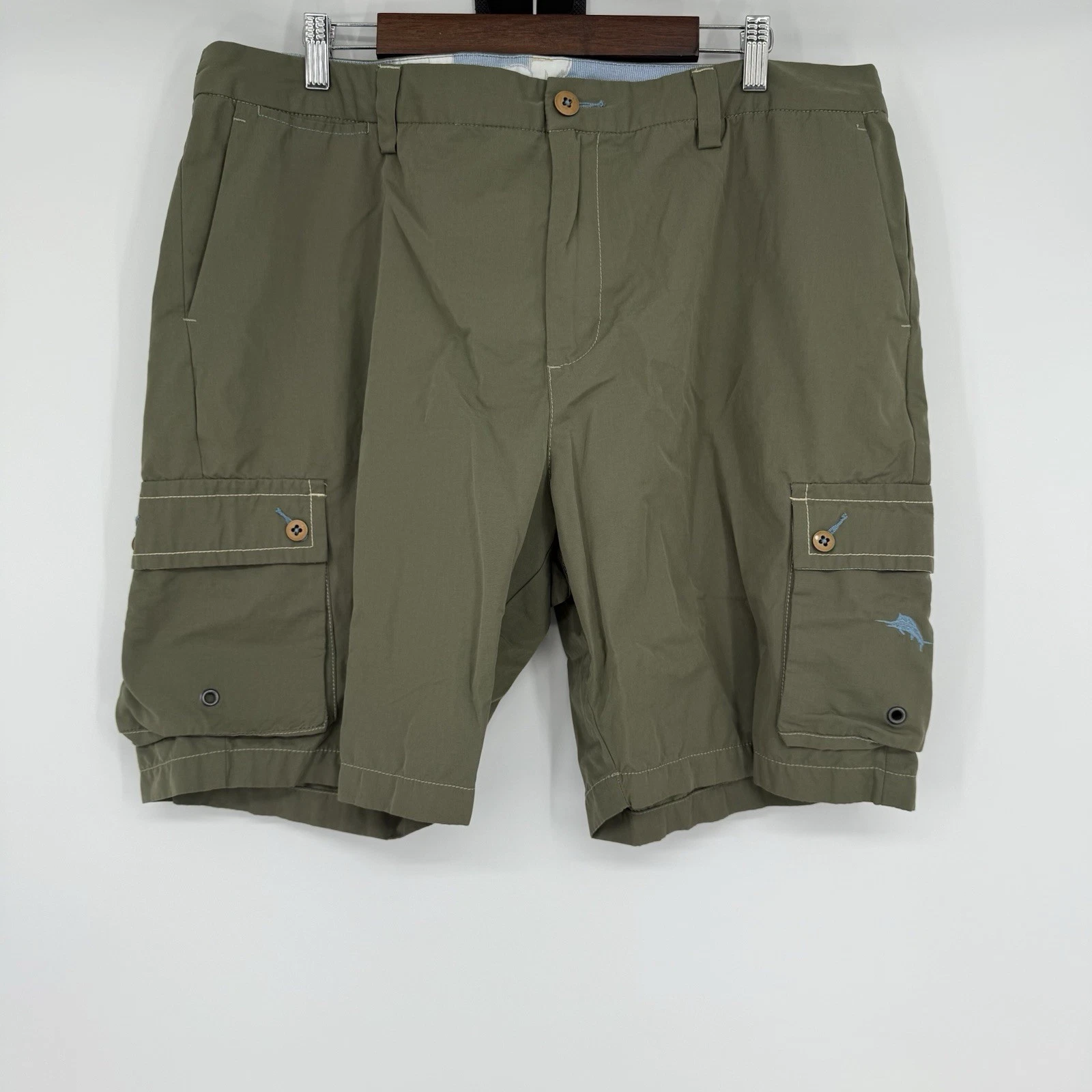 Tommy Bahama Shorts Mens Size 40 Green Cargo Pockets Relaxed Soft Cotton Twill
