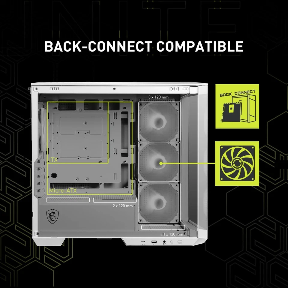 MSI MAG PANO M100R PZ White Mid-Tower Gaming PC Case w/ ARGB Fans - Image 4 of 4