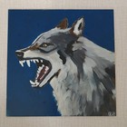 Original Wolf Painting Wildlife Art 10x10 Acrylic on Gesso Board Lodge Decor — photo 1