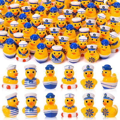 60Pcs Mini Resin Sailor Cruise Ducks, Tiny Cruise Duck for Hiding, Miniature Sai