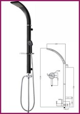 colonna doccia senza miscelatore nera soffione doccetta asta saliscendi bagno