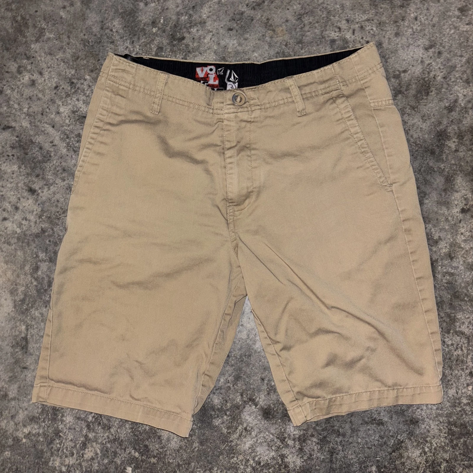 Volcom Genuine Shorts Chino Shorts Mens 32 Tan Cotton Performance Slash Pockets