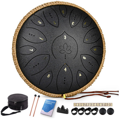 Handpan Trommel 13 Zoll 15 Töne C Dur Titan Karbon Schwarz