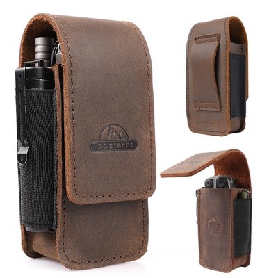 Topstache Leather Multitool Sheath for Belt - Large, Darkbrown