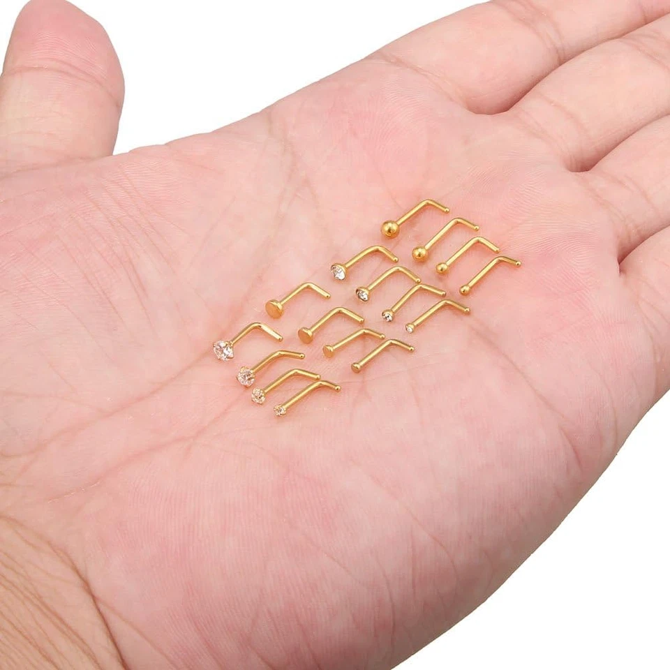 Bola plana 20G 18G acero quirúrgico 1,5 mm-3 mm diamante transparente circonita cúbica corazón nariz perno Foto 2 de 3