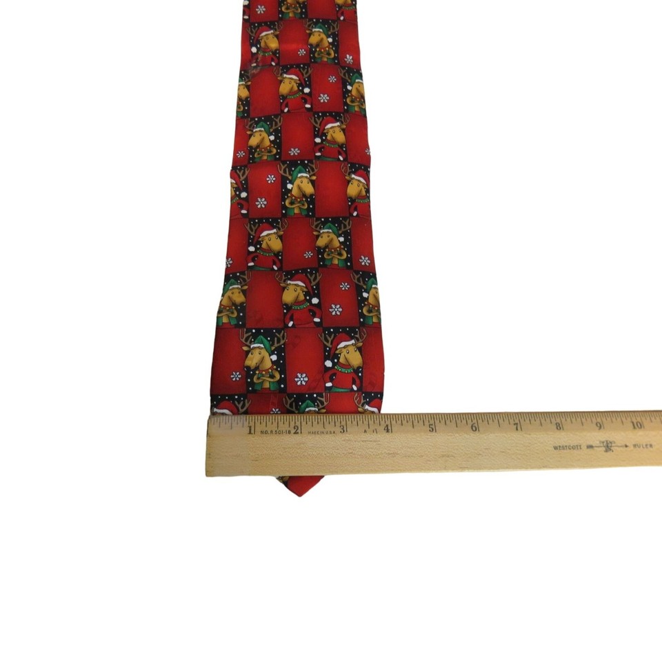 Hallmark Yule Tie Greetings Men's Tie Silk Christmas Novelty Reindeer