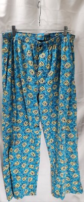 2001 Vtg Spongebob Adult All Over Print Lounge Men's Large MISSING DRAWSTRING 