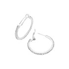 Rhodium Plated Hoop Omega Back Fashion Earrings
