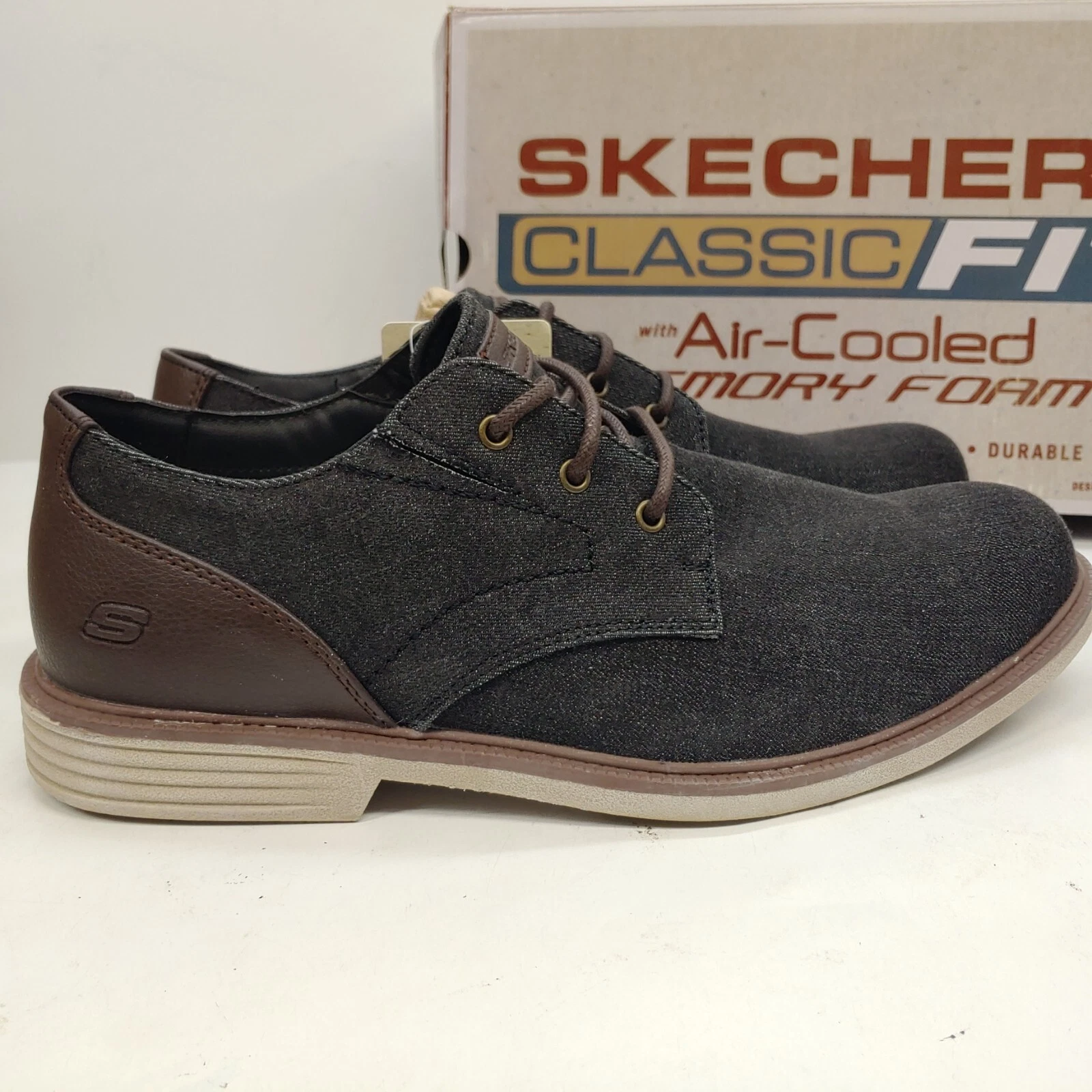 Skechers Matlo Bresen Oxford Mens Size 9 Charcoal 204089 Casual Comfort Shoes