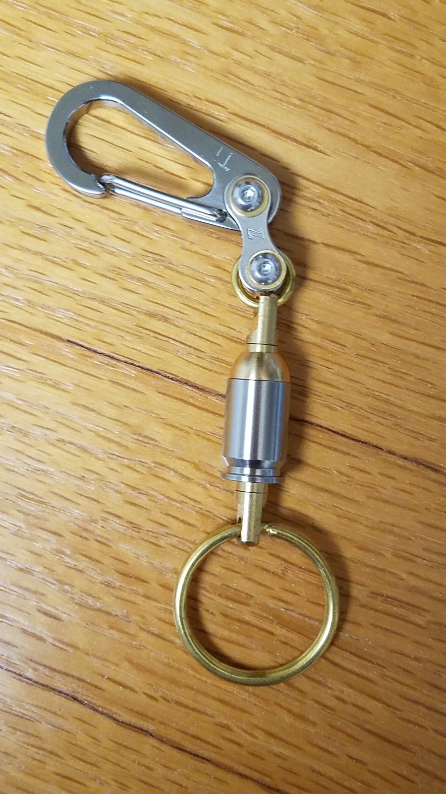 Titanium EDC Polished Carabiner, Keychain Key Ring, Titanium/ Brass