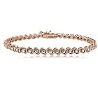 Natural Diamond S Design Tennis Bracelet 18K Rose Gold Tone 0.25ct Tdw