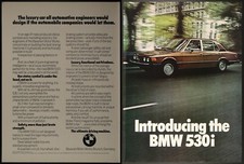 BMW 530i 4 Door Luxury Sedan Vintage Print Ad 1975