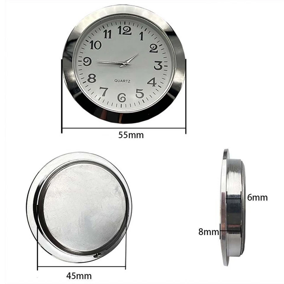 Mini Clock Insert Round Mini Clock Insert Stainless Steel Gold Or Silver Bezel - Image 4 of 4