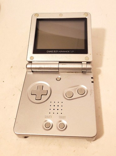 Nintendo GameBoy Advance, GBA SP Platinum Silver System AGS 001 -- No charger