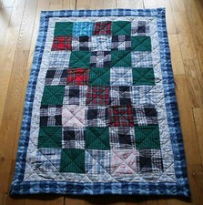 Baby Quilt 100 Flannel Top  Bottom, Handmade Patchwork Quilted, 41 1/2" x 29"