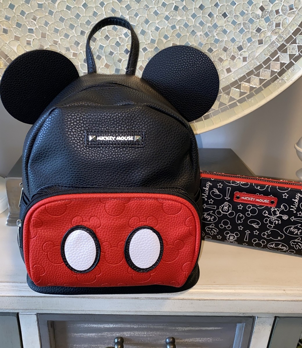 Red Mickey Ear Mini Backpack with Matching Cream Wristlet wallet NWT Loungefly Disney All Red Mickey Ears Burnout Mini Backpack  main image 3