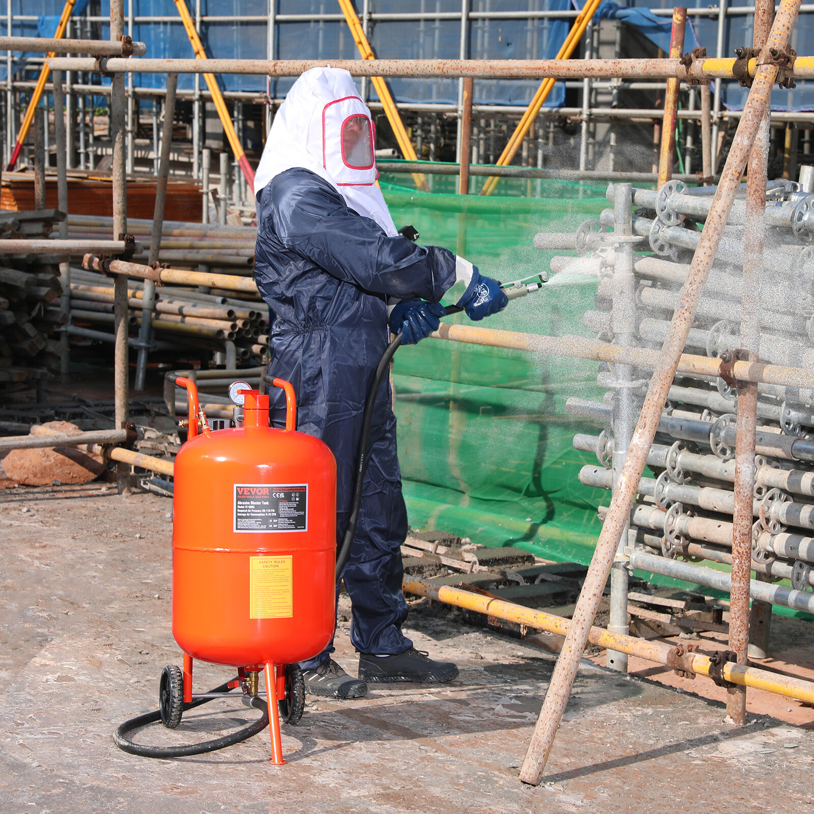 VEVOR Chorro de Arena de Alta Presión 60-110 PSI Tanque 75,7 L con 4 Boquillas