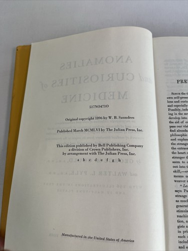 Anomalies and Curiosities of Medicine Book Gould Pyle (1896) 1956 Hardback DJ - Picture 5 of 9