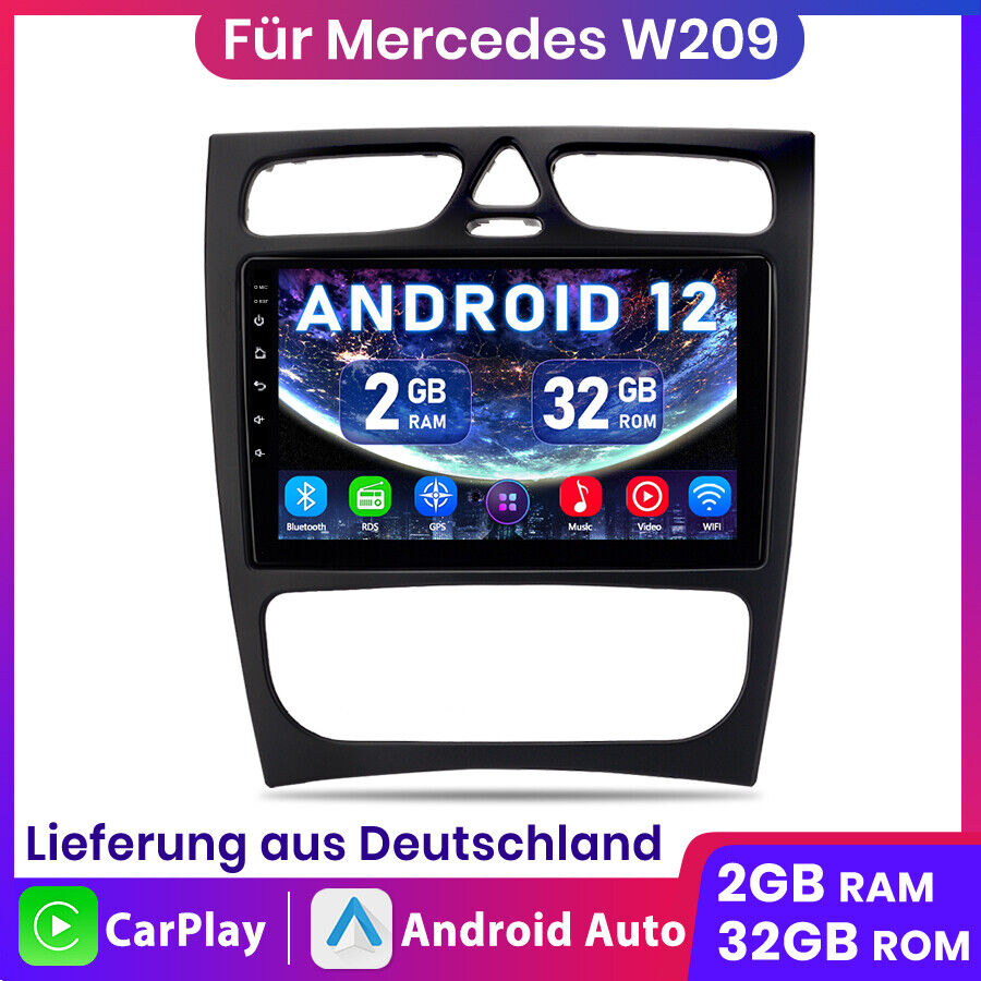 Android 12 Autoradio GPS Navi DAB WiFi Für Mercedes CLK W209 W203 Carplay 232G