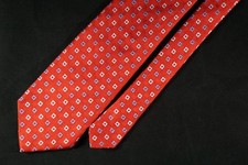 Brooks Brothers Makers Italian Fabric USA Made Silk Neck Tie. Red Geometric MINT