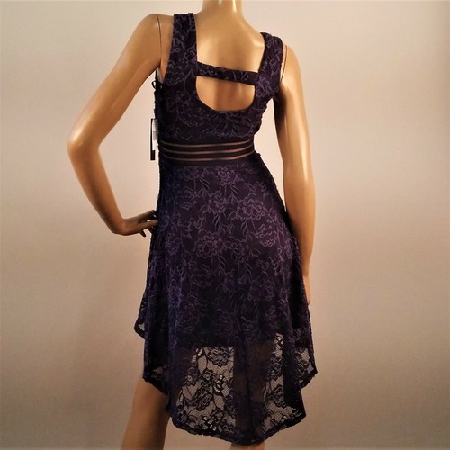 Jodi Kristopher Dress Womens High Low Sleeveless Blue Lace Cut Out Back Size 0 - Picture 3 of 8