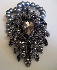 Party, Bridal Wear Faux Gray Pearl Rhinestones Women's Fashion Stretch Bracelet