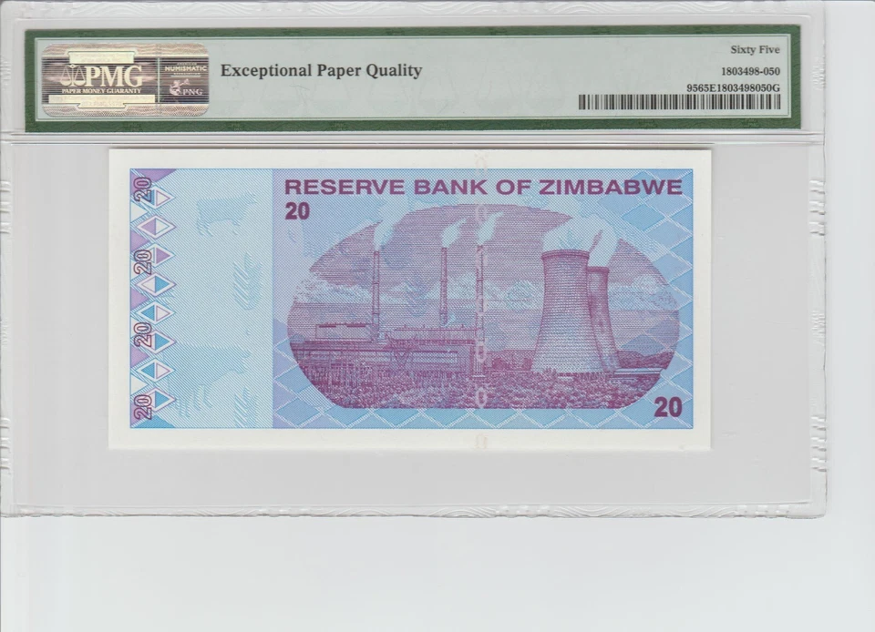 Zimbabwe, Reserve Bank 20 Dollar 2009 PMG 65 Gem Uncirculated - Image 4 of 4