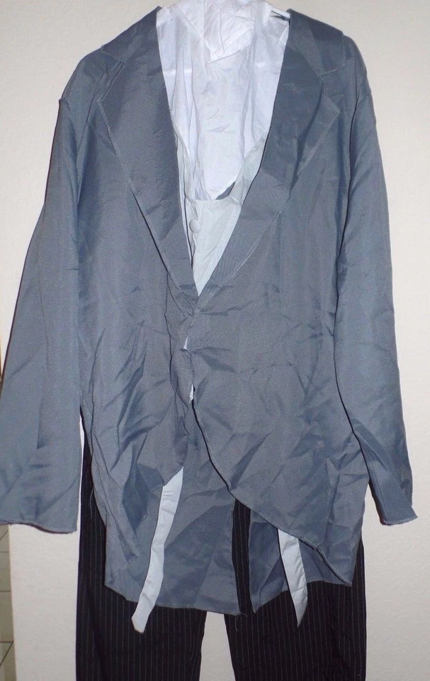 NUEVO DISFRAZ DE HALLOWEEN DEMENTE ZOMBI ABRIGO PANTALONES MÁSCARA CORBATA NEGRO GRIS BONITO @ Foto 2 de 3