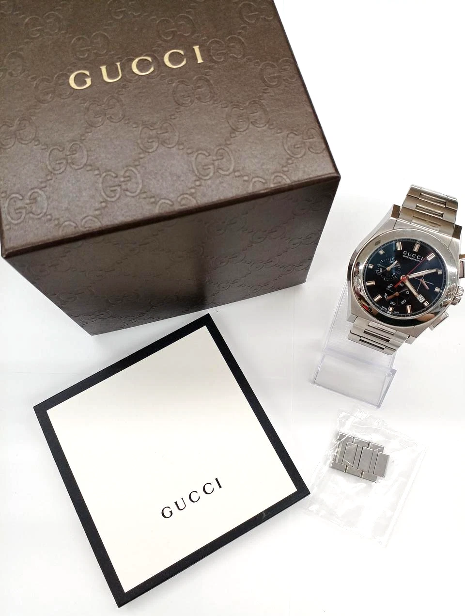 Orologio GUCCI YA115235 PANTHEON Cronografo Quarzo Acciaio Inox con Scatola