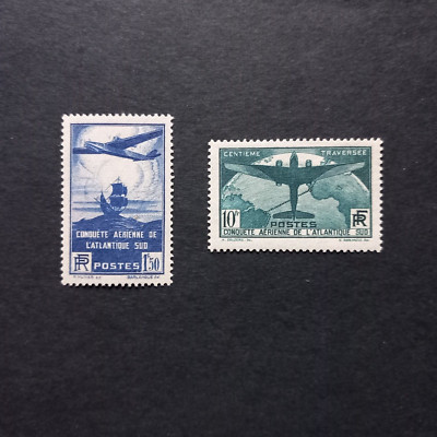 FRANCIA 1936/ TRAVERSATA DELL' ATLANTICO, SERIE DI 2 VALORI LING. MH*