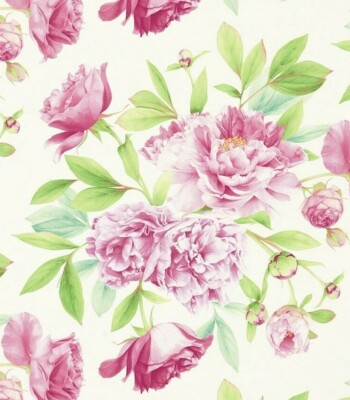 ZOFFANY CURTAIN FABRIC DESIGN ''Phoebe'' 3.5 M 100% LINEN PEONY/LEAF  WOODVILLE