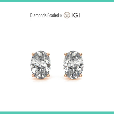IGI 3,00 G/VVS2 ovale Lab-grown Diamant Ohrstecker 14k Rose/Gold