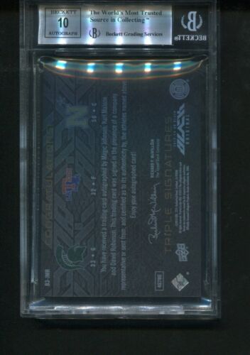 2013-14 UD Black Magic Johnson Karl Malone Robinson Triple Auto Gold /10 BGS 9 - Picture 2 of 2