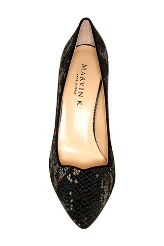 NIB $398 AQUATALIA by MARVIN K ITALY CARRIE ESPRESSO PYTHON SUEDE PUMP HEELS 7 - Picture 3 of 7