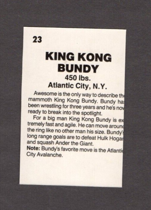 WCW カード 72枚 King Kong Bundy 1985 Wrestling All-Stars Magazine #23 | eBay