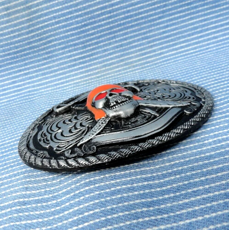 Calavera Espadas Cruzadas Cinturón Hebilla Motociclista Pirata Juegos con disfraces Halloween .GTA468 Foto 4 de 4