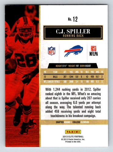 2013 Elite Turn of the Century #12 C.J. Spiller /199 (ref 200233) - Picture 2 of 2