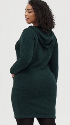 NWT TORRID Dark GREEN Midi SWEATER Hooded DRESS Size 00 M/L Fitted | eBay