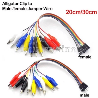 Alligator Clip Test Lead 10Pin Male Female Breadboard Jumper Wire Cable 20/30cm