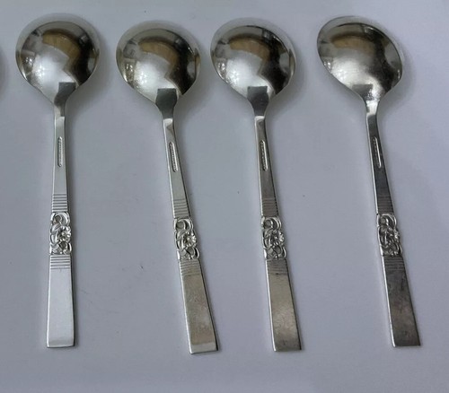 Vintage 4 Oneida Community Silver Plate ONIEDA MORNING STAR Soup Spoons Cutlery - Picture 5 of 6