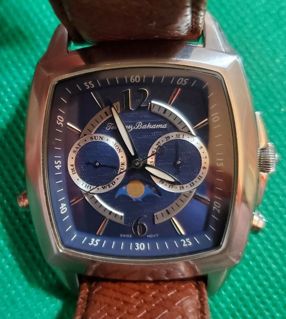 Tommy Bahama Swiss TB1123 Moonphase Wrist Watch 