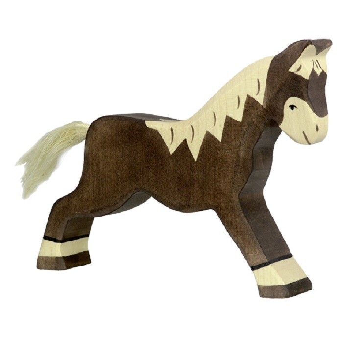 Holztiger 80034 Running Horse Dark Brown 16 Cm Wooden Figures Series Farmland