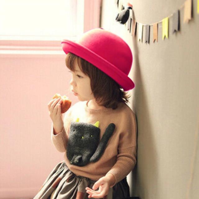 Vintage Wool Felt Bowler Cap for Girls Stylish and Adorable