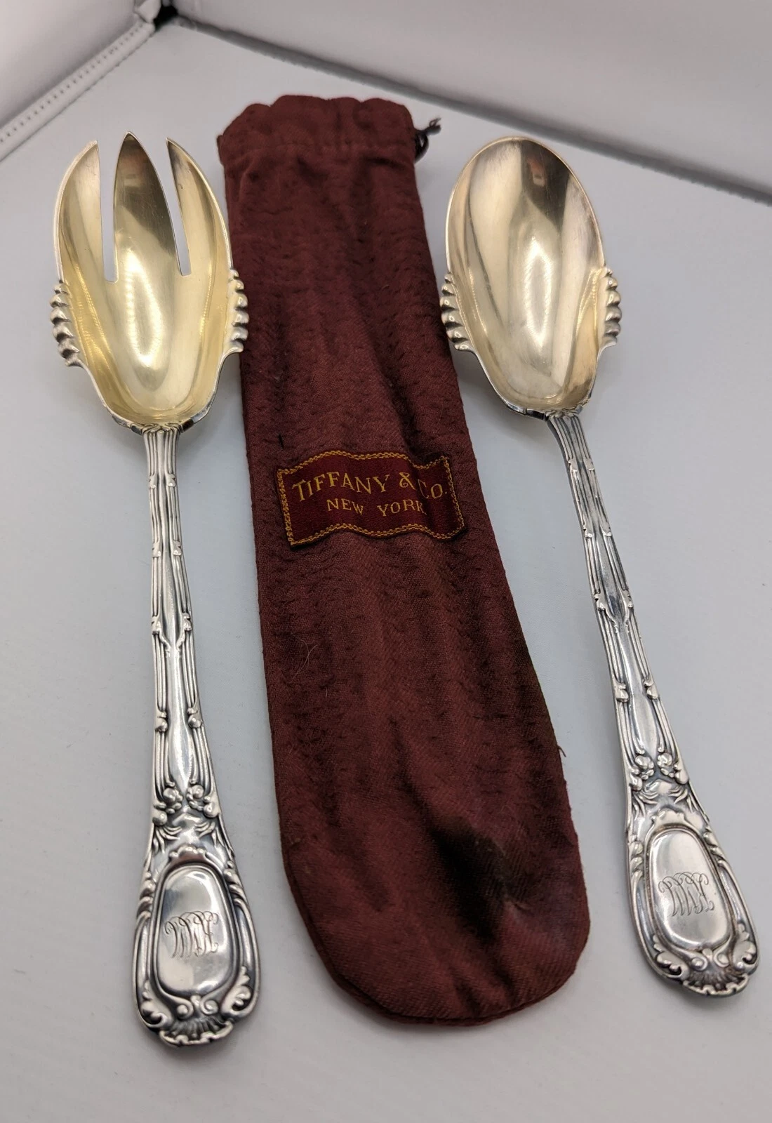 Antique Tiffany & Co Large Serving Spoon and Fork